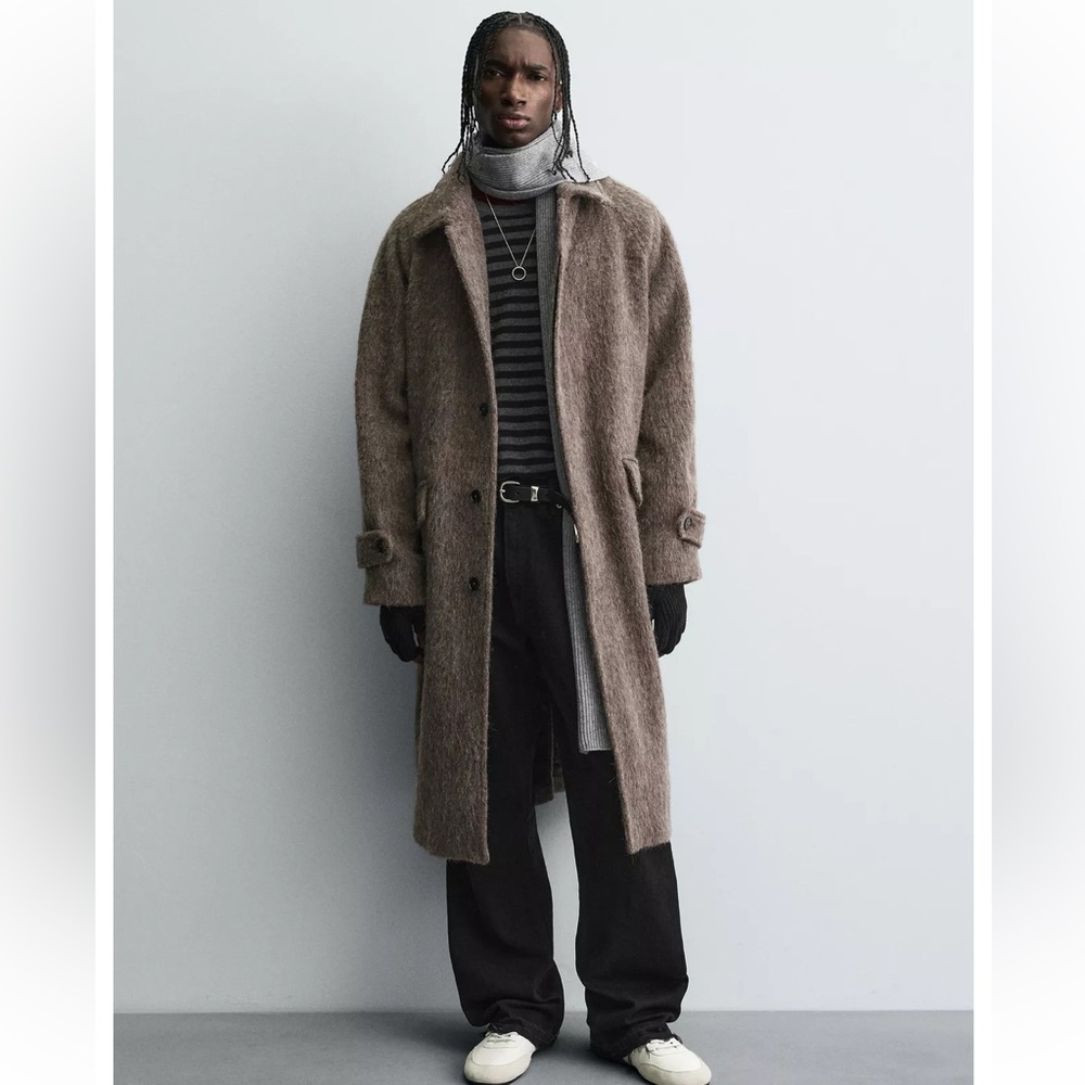 ZARA FAUX FUR WOOL COAT
